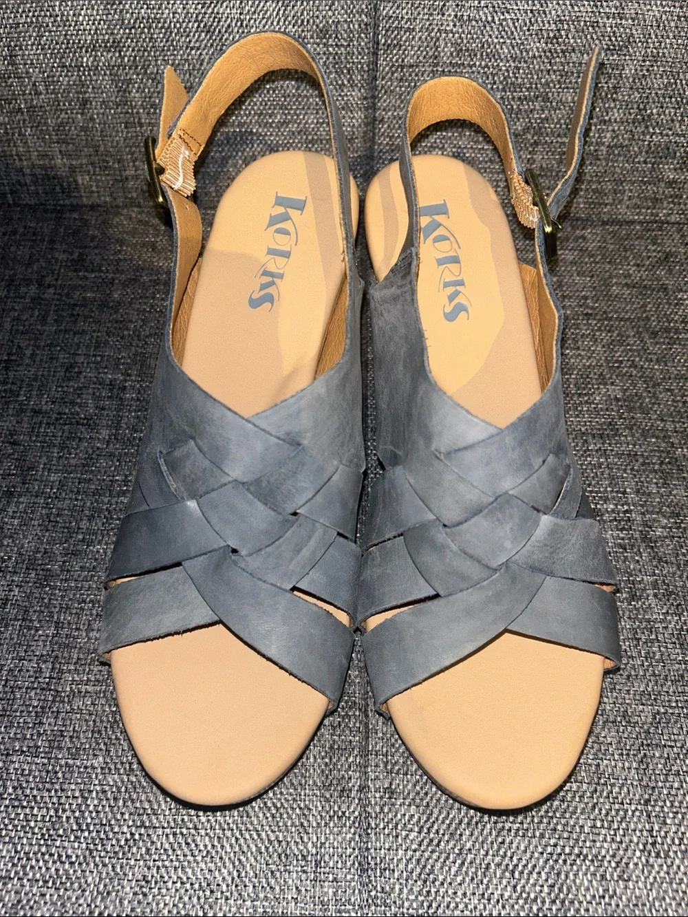 NEW - Kork-Ease Woven Slingback Clogs in Slate Blue